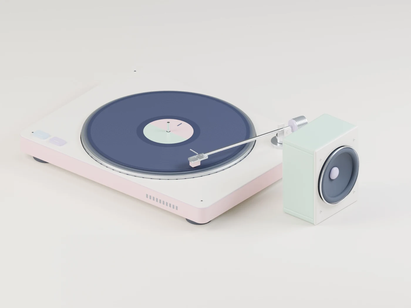 Blender render of the record player and sound apparatus